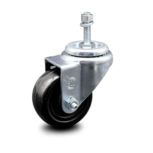 3.5 Inch Hard Rubber Wheel Swivel 10mm Threaded Stem Caster
